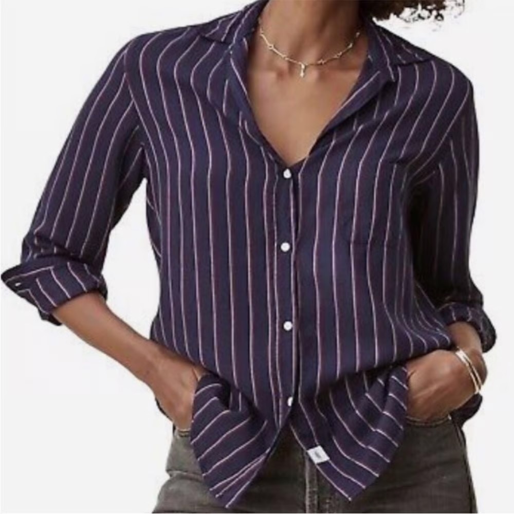 Grayson The Hero Striped Lyocell‎ Button Down Shirt Sz 4 Large Soft Comfy Office